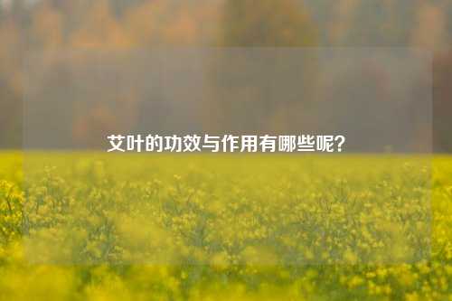 艾叶的功效与作用有哪些呢？