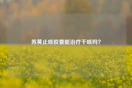 苏黄止咳胶囊能治疗干咳吗？